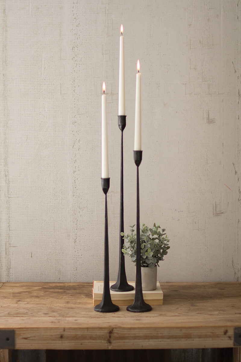 Cast Iron Candlestick Trio