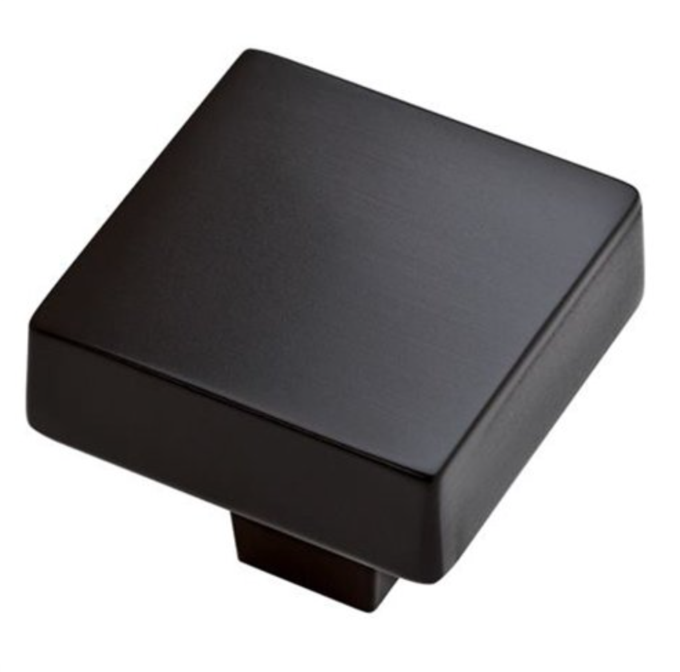Soft Modern - 1 7/16" Square Knob in Flat Black