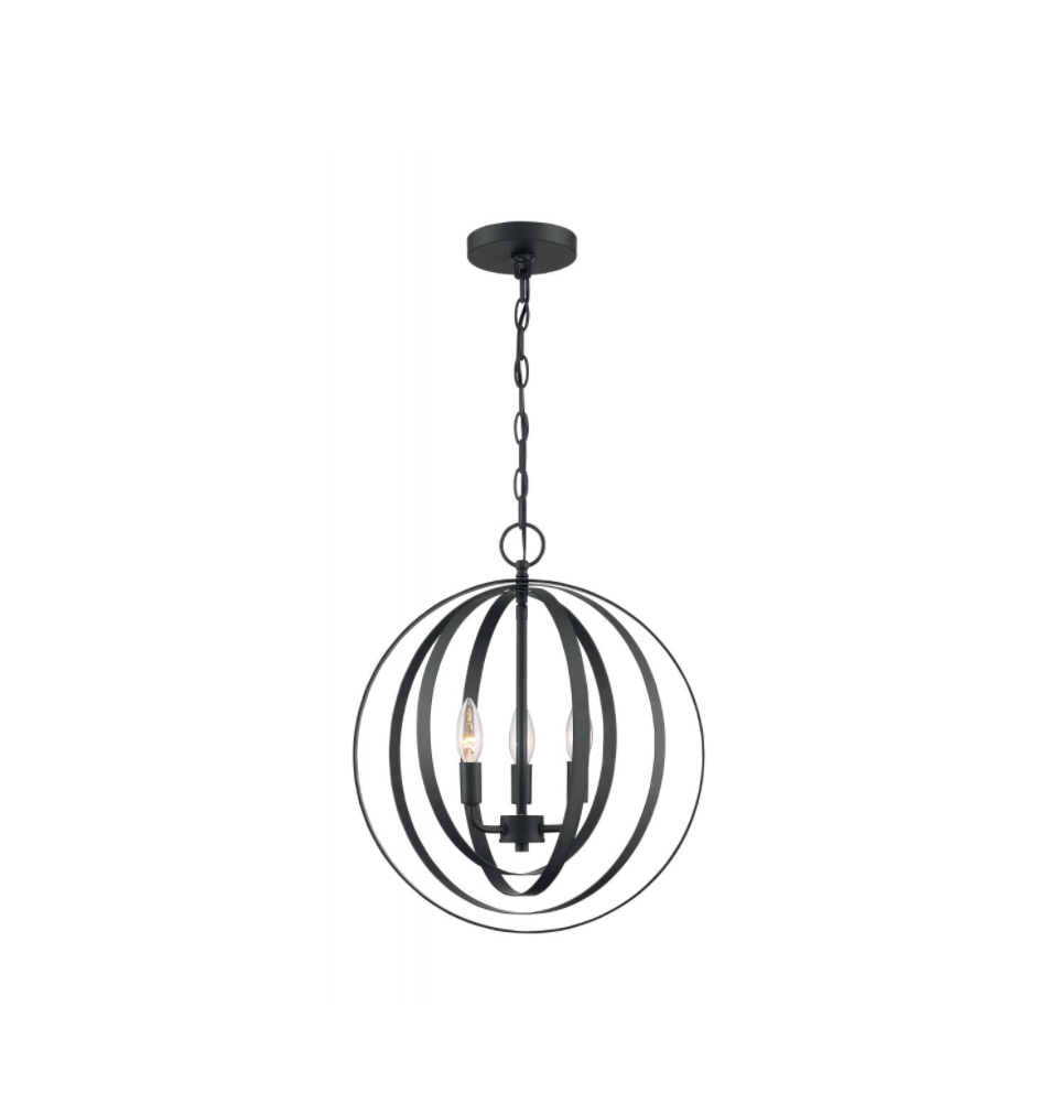 Penny 3 Light Matte Black Pendant